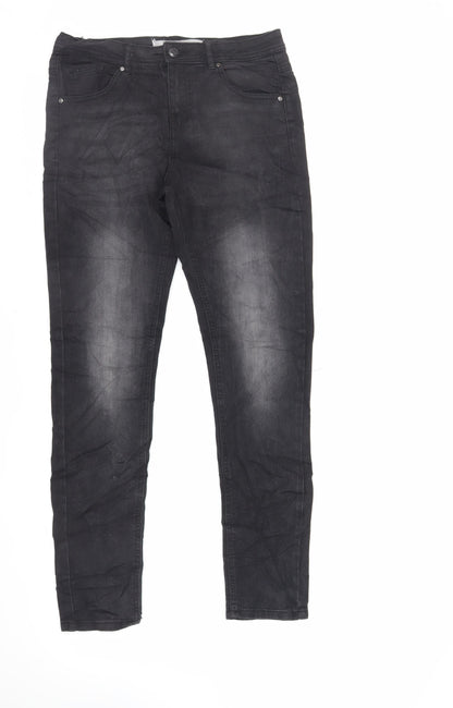 New Look Womens Black Cotton Skinny Jeans Size 10 L29 in Regular Zip