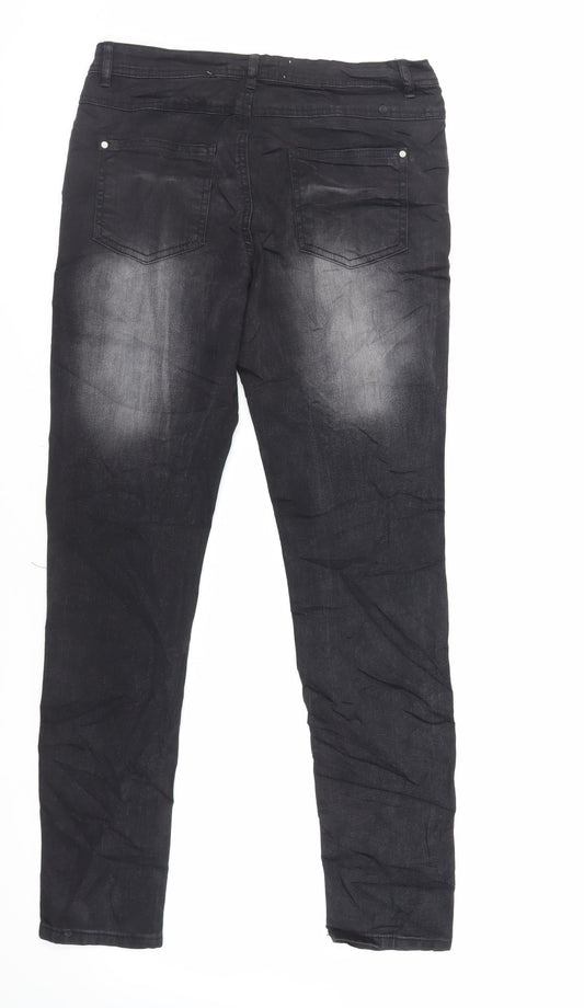 New Look Womens Black Cotton Skinny Jeans Size 10 L29 in Regular Zip