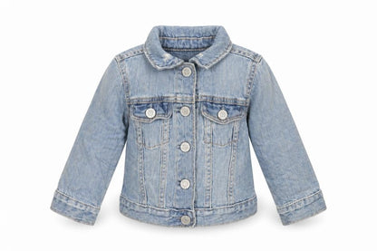 Front view of Gap girls’ blue basic jacket jacket, size 2, years snap