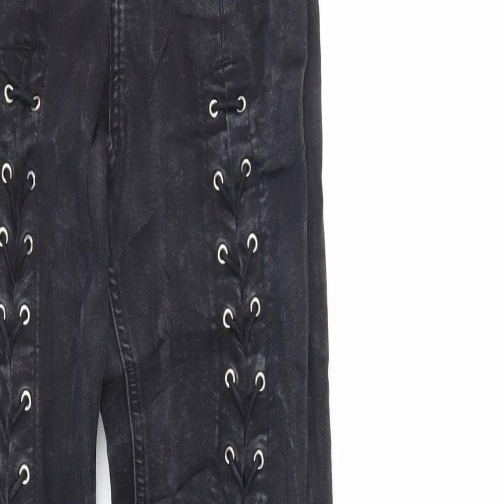 Topshop Womens Black Cotton Skinny Jeans Size 28 in L32 in Regular Zip - Lace Up