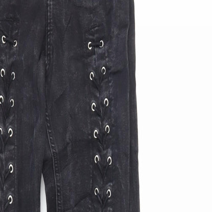 Topshop Womens Black Cotton Skinny Jeans Size 28 in L32 in Regular Zip - Lace Up
