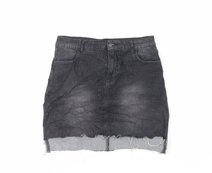 FOREVER 21 Womens Black Cotton Mini Skirt Size L Zip - Pockets