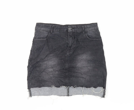 FOREVER 21 Womens Black Cotton Mini Skirt Size L Zip - Pockets