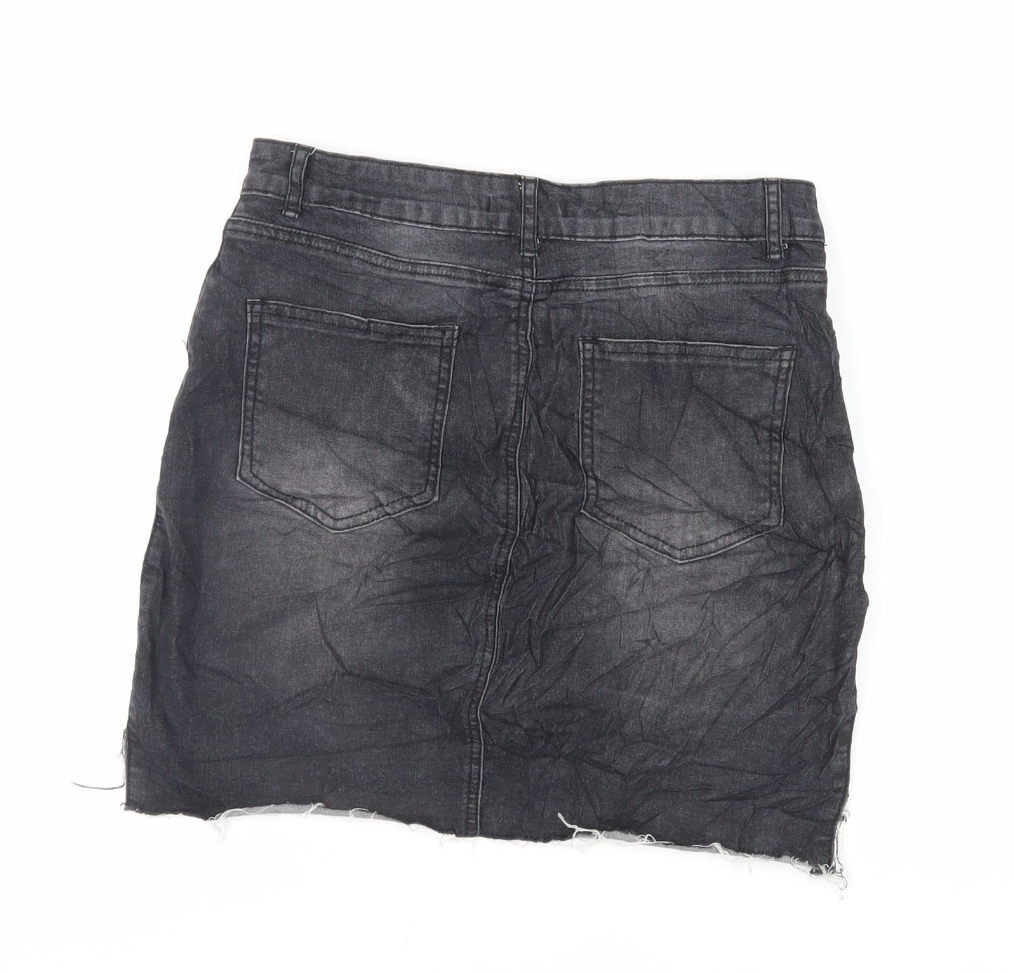 FOREVER 21 Womens Black Cotton Mini Skirt Size L Zip - Pockets