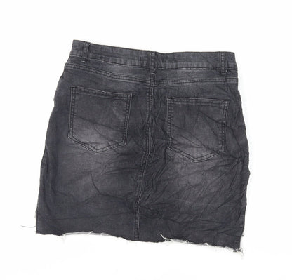 FOREVER 21 Womens Black Cotton Mini Skirt Size L Zip - Pockets