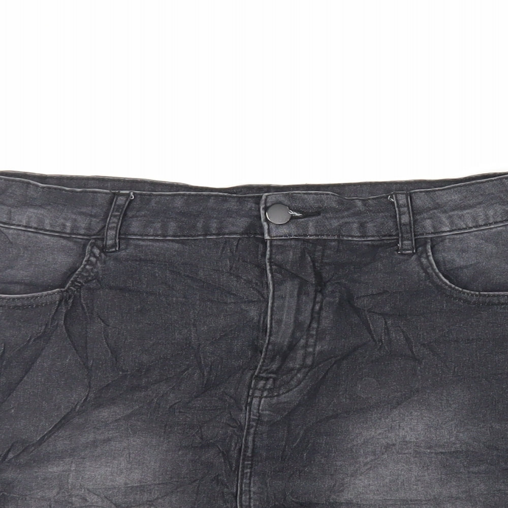 FOREVER 21 Womens Black Cotton Mini Skirt Size L Zip - Pockets