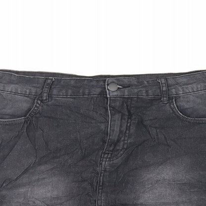 FOREVER 21 Womens Black Cotton Mini Skirt Size L Zip - Pockets