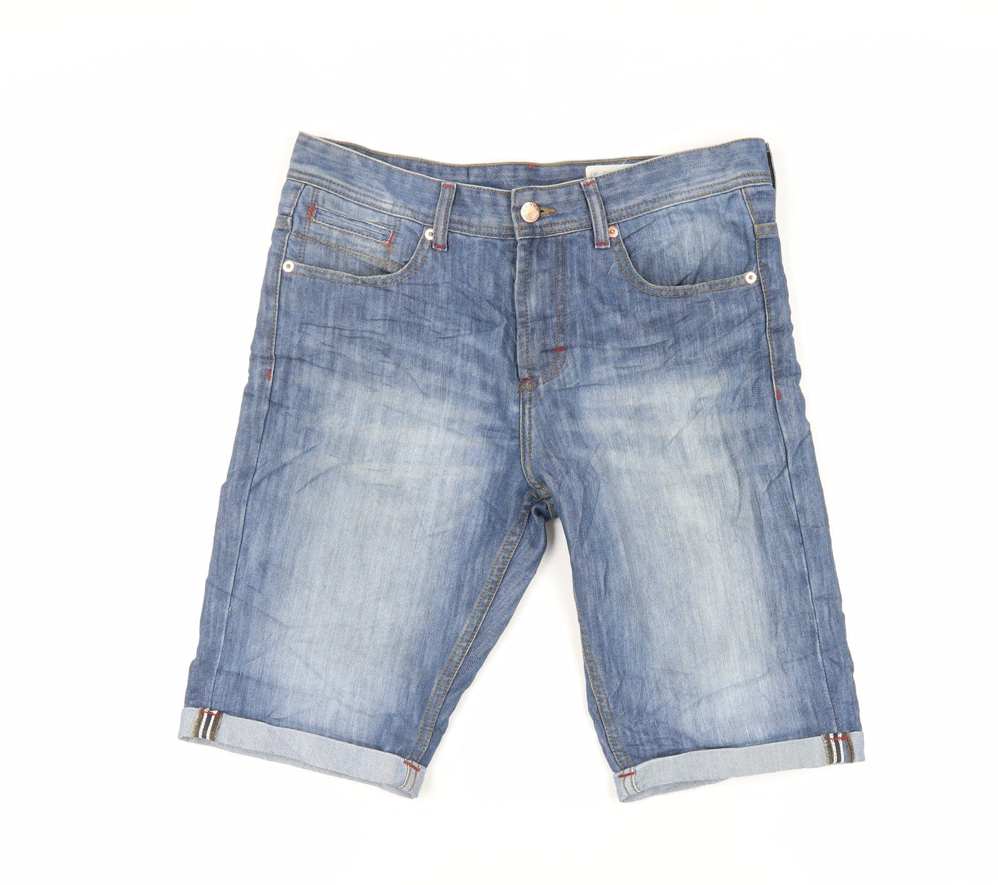 Denim & Co. Mens Blue Cotton Chino Shorts Size 30 in L11 in Regular Zip