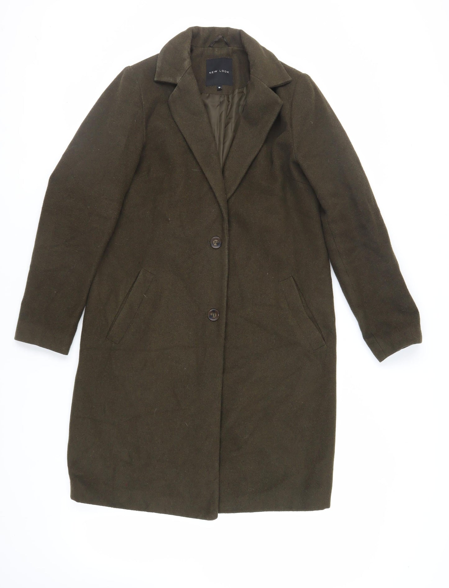 Womens UK Size 10 New Look Green Overcoat