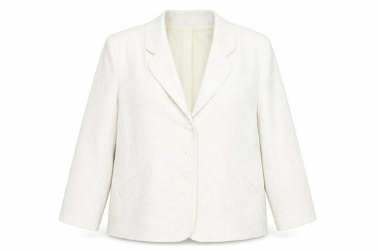 Front view of Canda women’s ivory jacket blazer, size UK 18, button