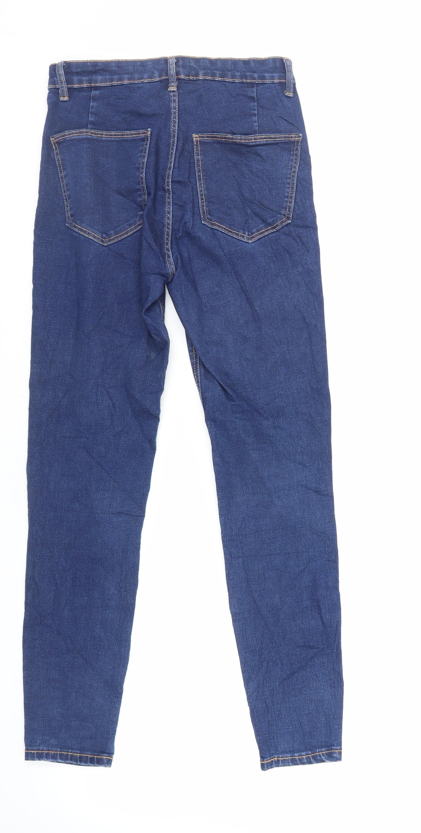 Zara Womens Blue Cotton Skinny Jeans Size 10 L28 in Regular Zip