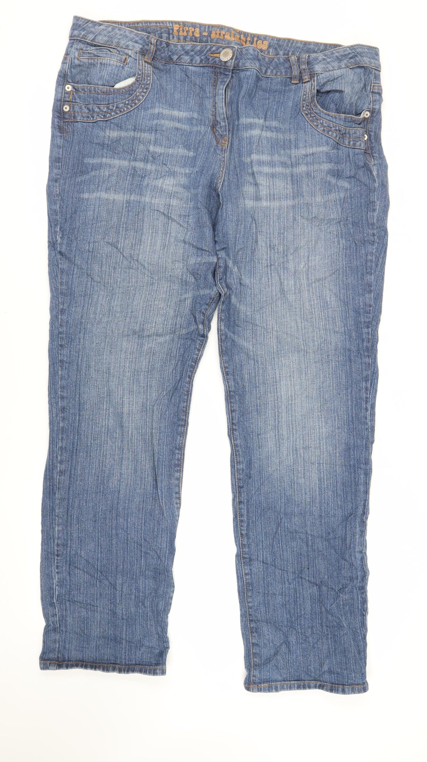 South Womens Blue Cotton Straight Jeans Size 44 in L34 in Regular Zip