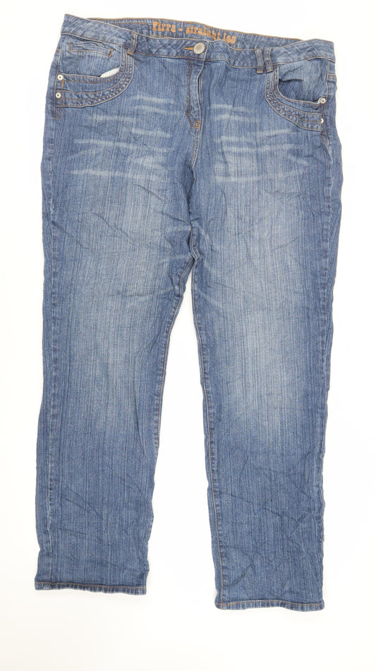 South Womens Blue Cotton Straight Jeans Size 44 in L34 in Regular Zip