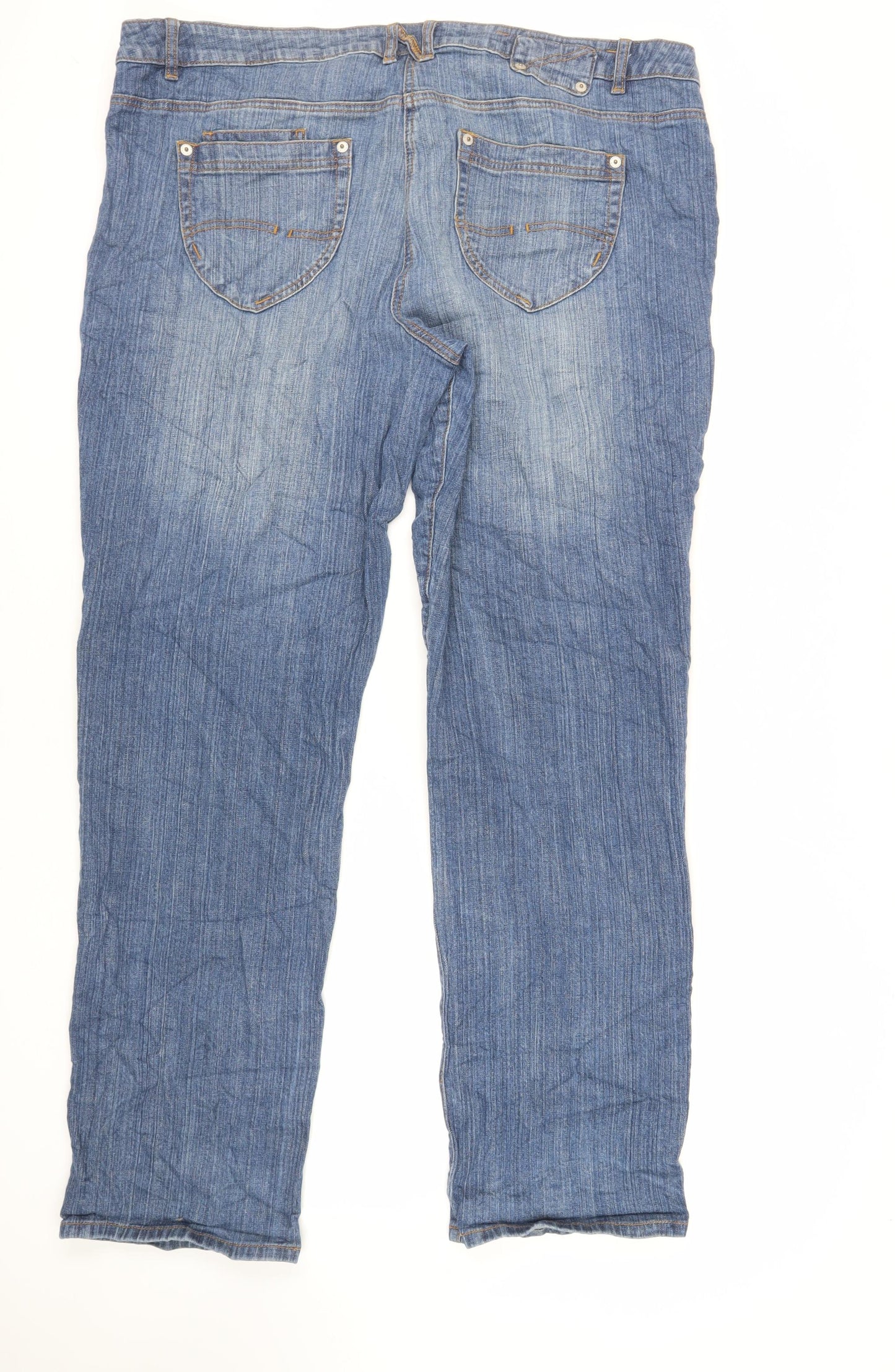 South Womens Blue Cotton Straight Jeans Size 44 in L34 in Regular Zip