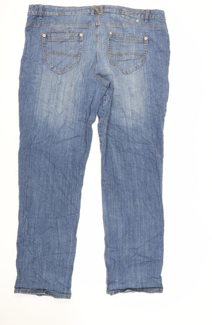 South Womens Blue Cotton Straight Jeans Size 44 in L34 in Regular Zip