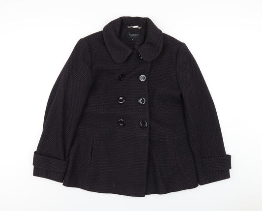 Debenhams Womens Purple Overcoat Coat Size 16 Button