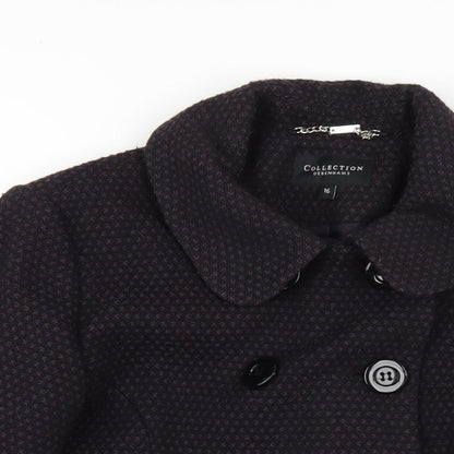 Debenhams Womens Purple Overcoat Coat Size 16 Button