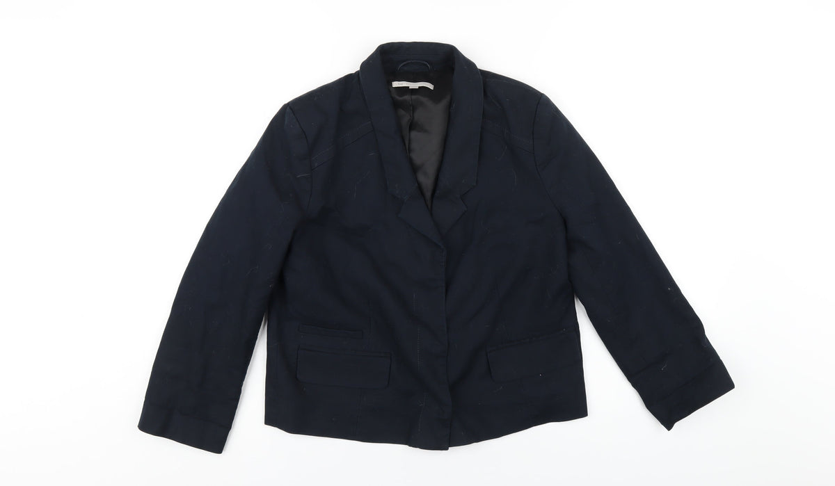 Additional front view of Gap boys’ blue jacket blazer, size 4, years snap