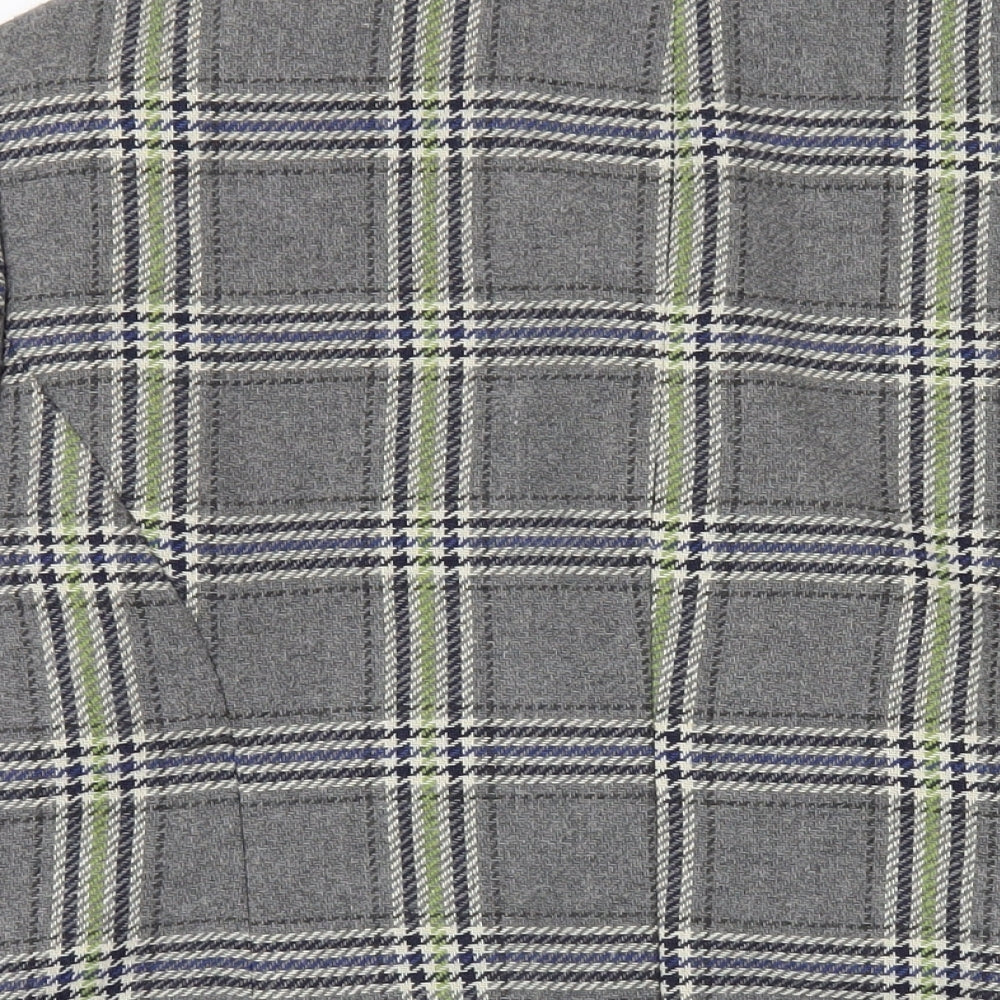Brand and care label for Maine New England women’s grey plaid polyester jacket blazer, size UK 18