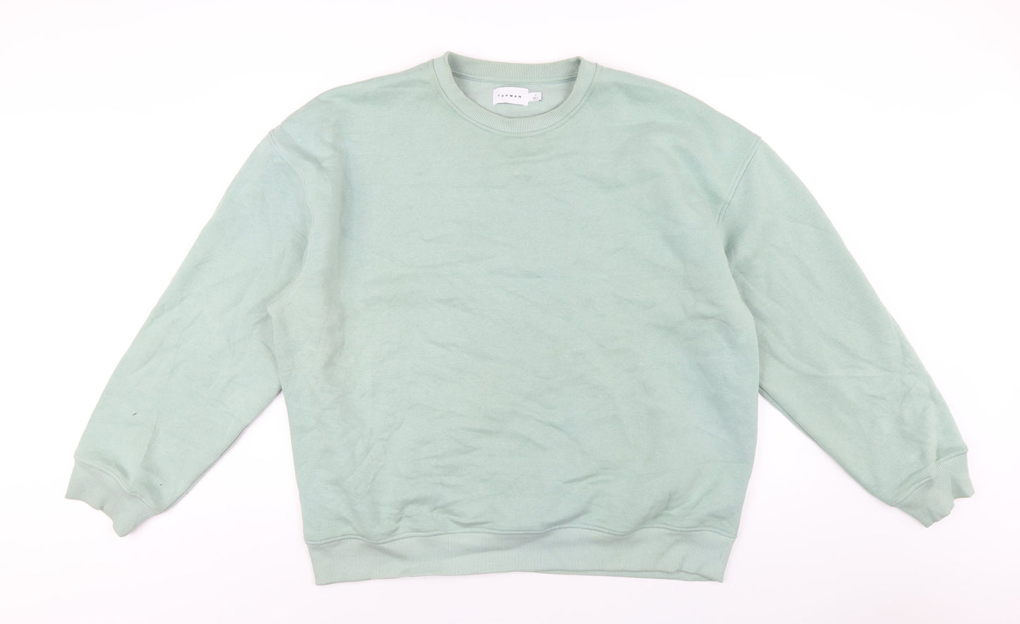 Topman Mens Green Cotton Pullover Sweatshirt Size L