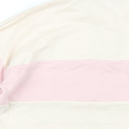 Wednesday's Girl Womens Pink Striped Polyester Cropped T-Shirt Size M Collared