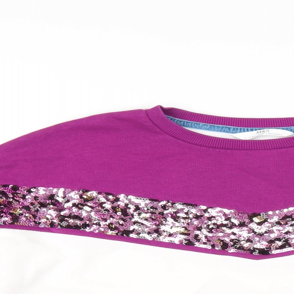 Marks and Spencer Girls White Cotton Pullover Sweatshirt Size 11-12 Years Pullover