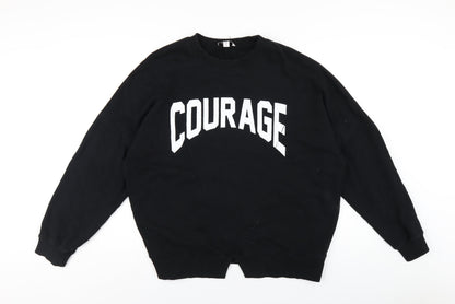 Topshop Womens Black Cotton Pullover Sweatshirt Size L Pullover