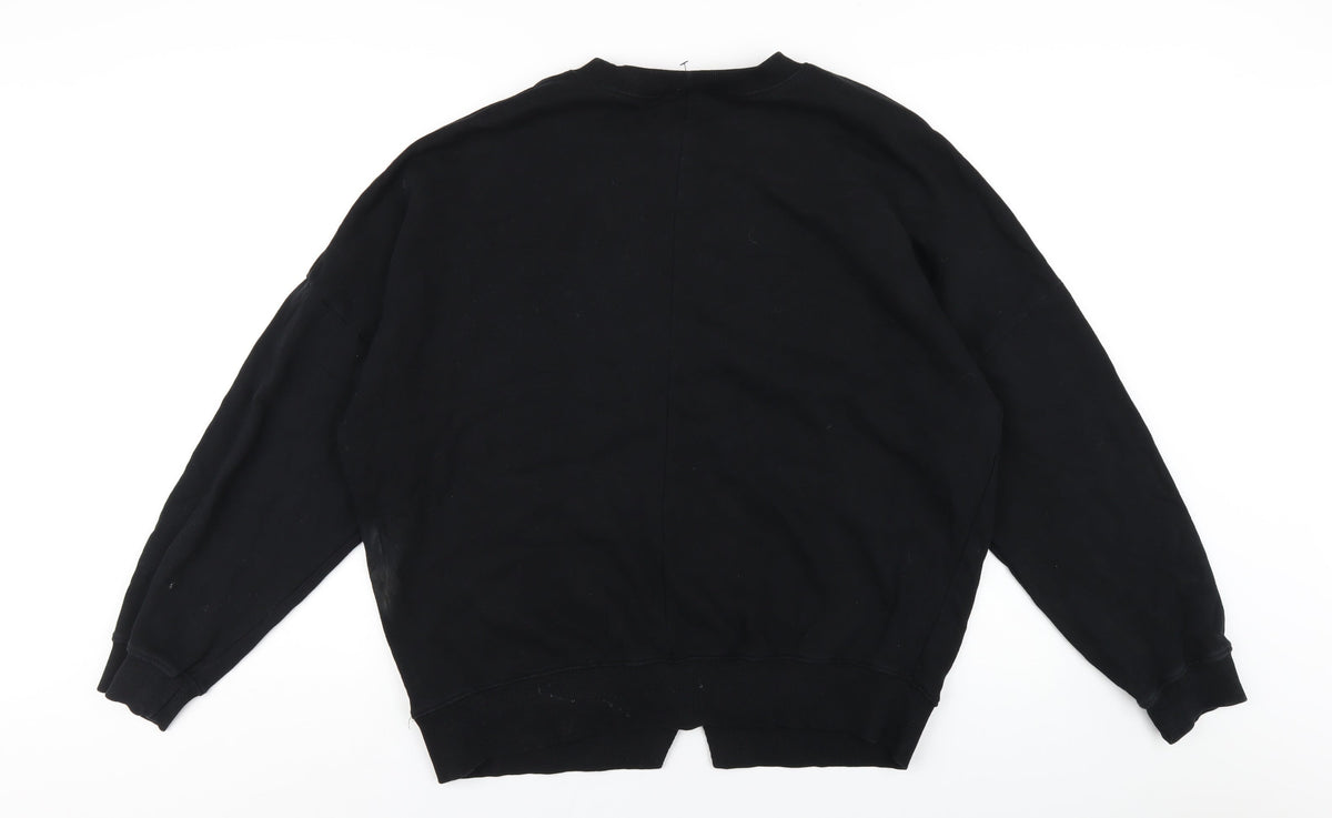 Topshop Womens Black Cotton Pullover Sweatshirt Size L Pullover
