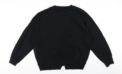 Topshop Womens Black Cotton Pullover Sweatshirt Size L Pullover