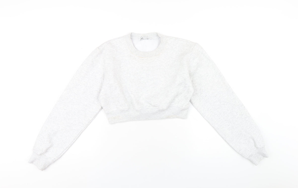 Zara Womens Grey Cotton Pullover Sweatshirt Size S Pullover