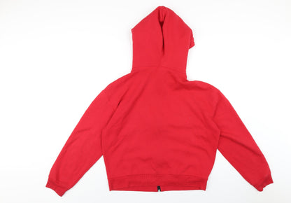 PINK Womens Red Cotton Full Zip Hoodie Size M Zip