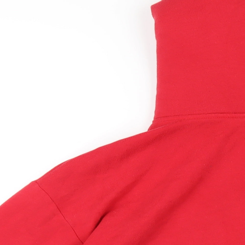 PINK Womens Red Cotton Full Zip Hoodie Size M Zip