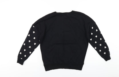 Disney Girls Black Cotton Pullover Sweatshirt Size 9 Years Pullover - Love Minnie Mouse