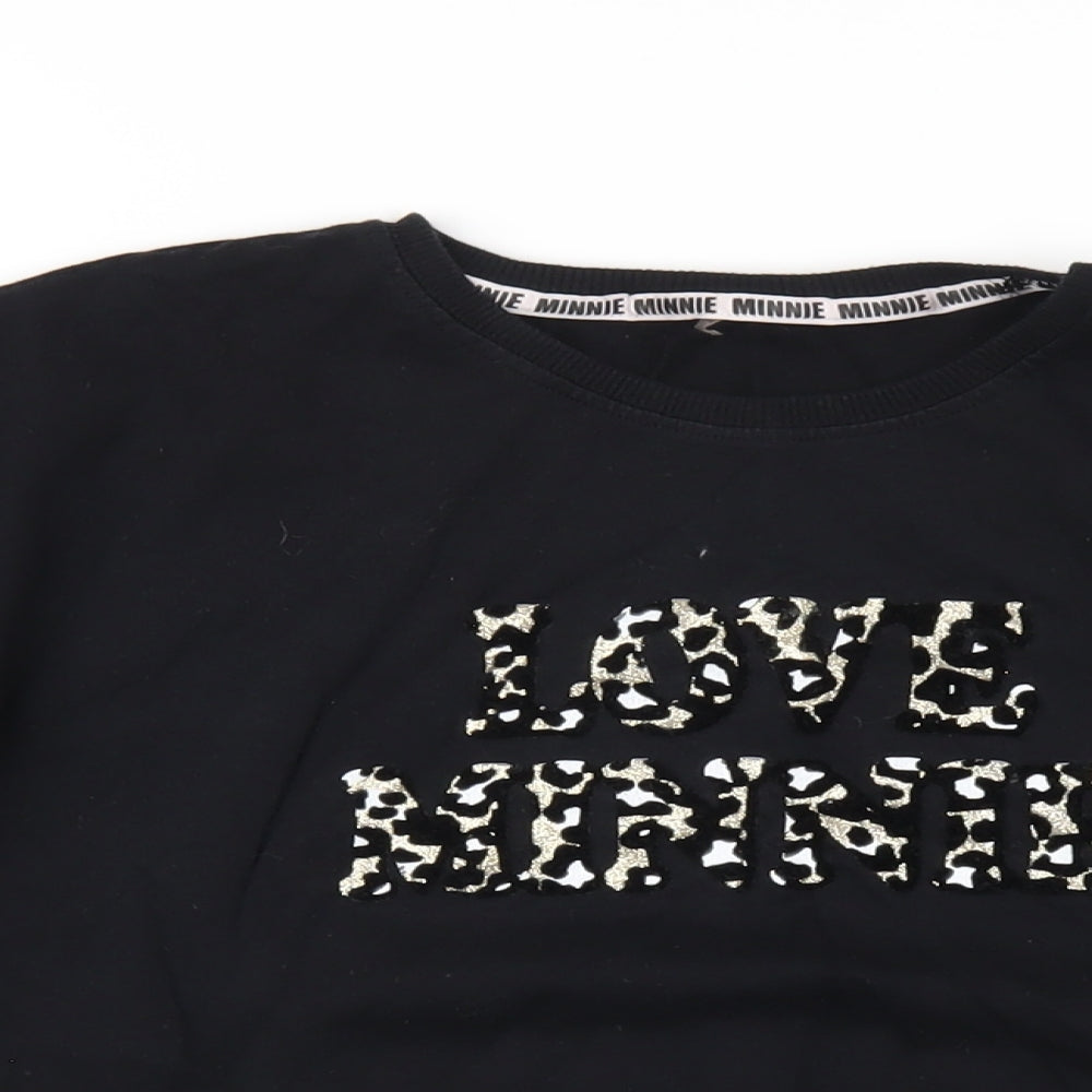 Disney Girls Black Cotton Pullover Sweatshirt Size 9 Years Pullover - Love Minnie Mouse