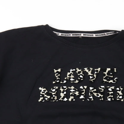 Disney Girls Black Cotton Pullover Sweatshirt Size 9 Years Pullover - Love Minnie Mouse
