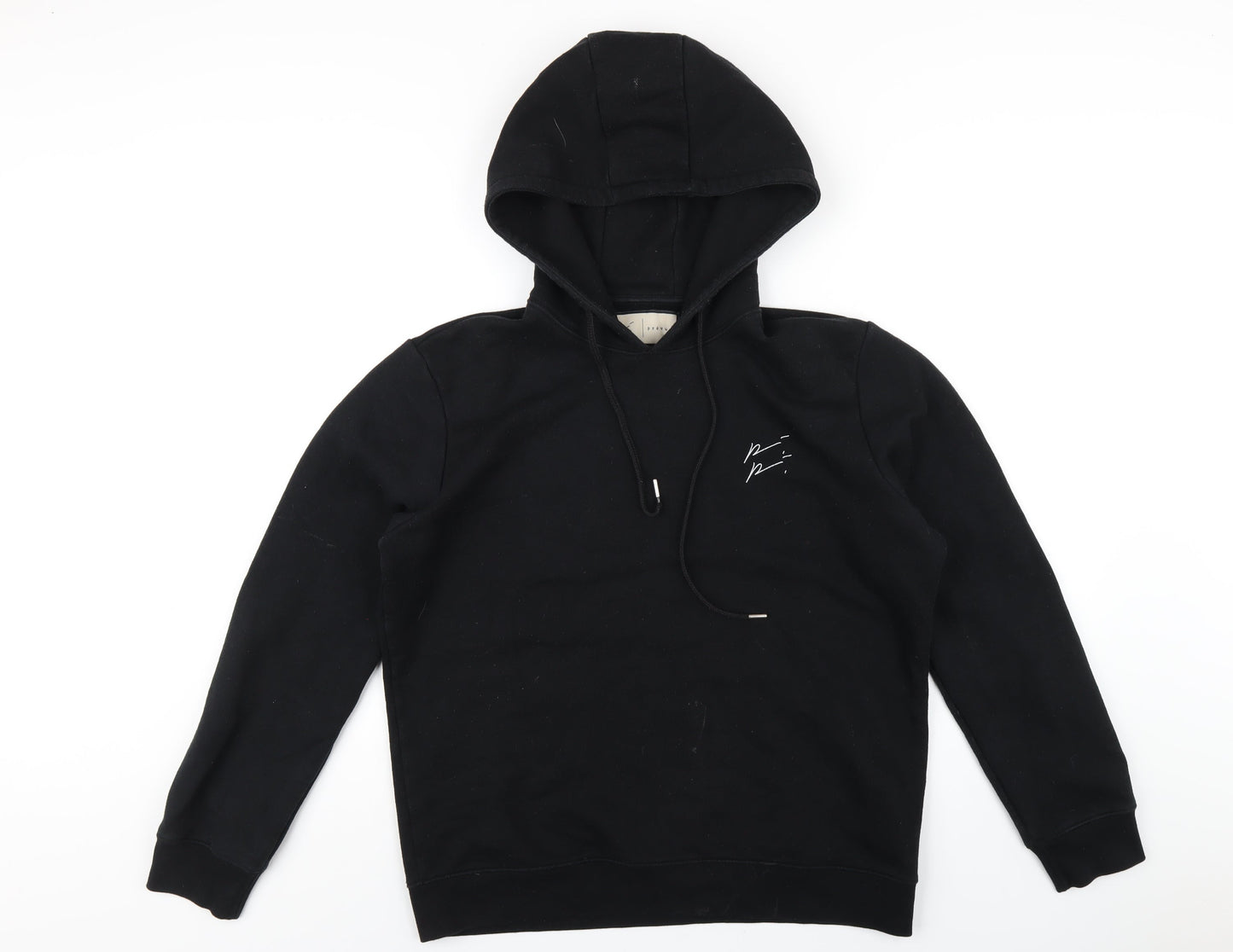 Prevu Mens Black Cotton Pullover Hoodie Size L