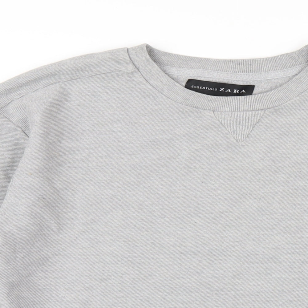 Zara Mens Grey Cotton Pullover Sweatshirt Size M