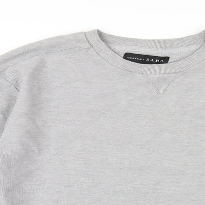 Zara Mens Grey Cotton Pullover Sweatshirt Size M