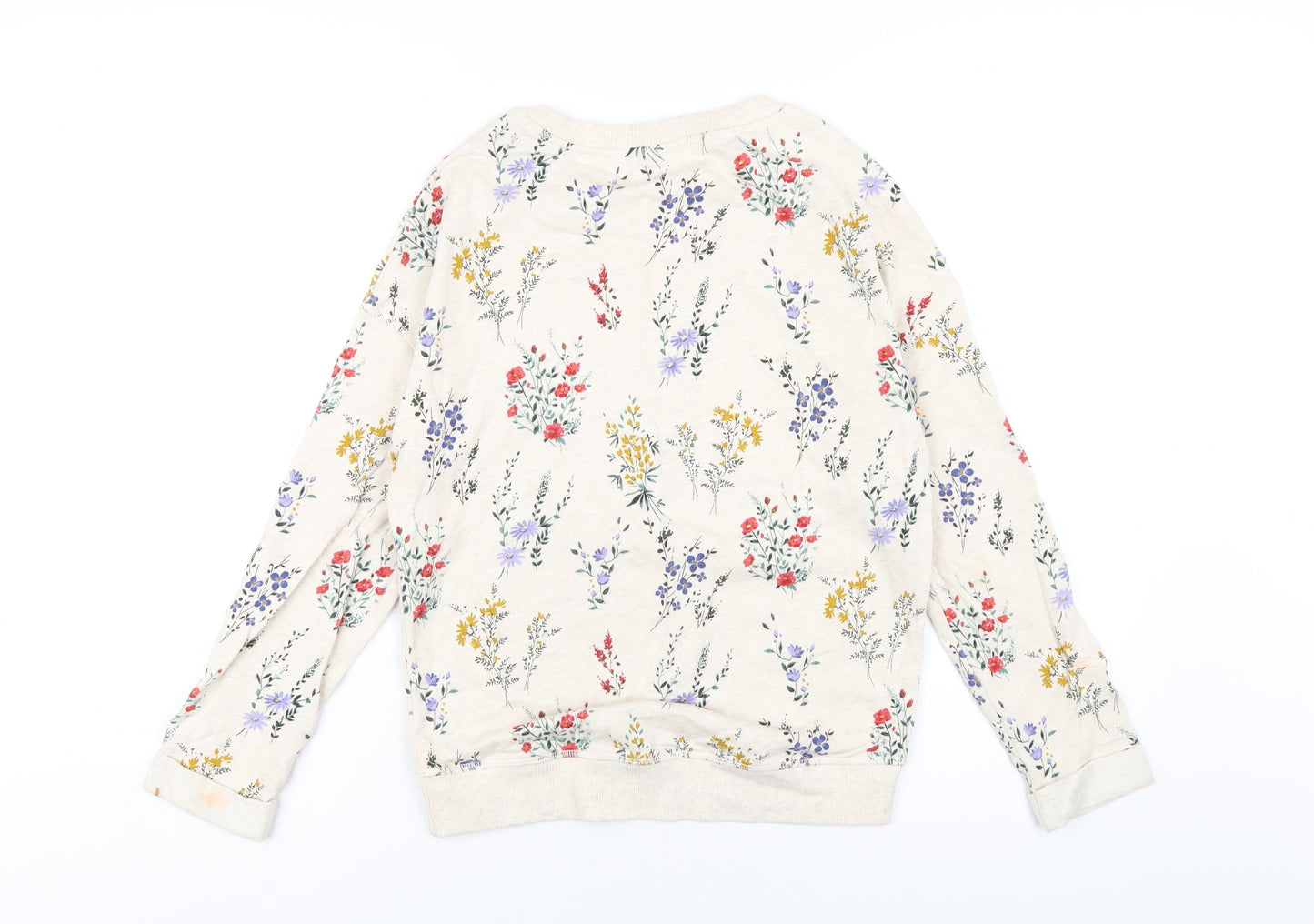 NEXT Girls Ivory Floral Cotton Pullover Sweatshirt Size 12 Years Pullover