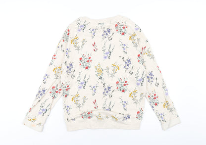 NEXT Girls Ivory Floral Cotton Pullover Sweatshirt Size 12 Years Pullover