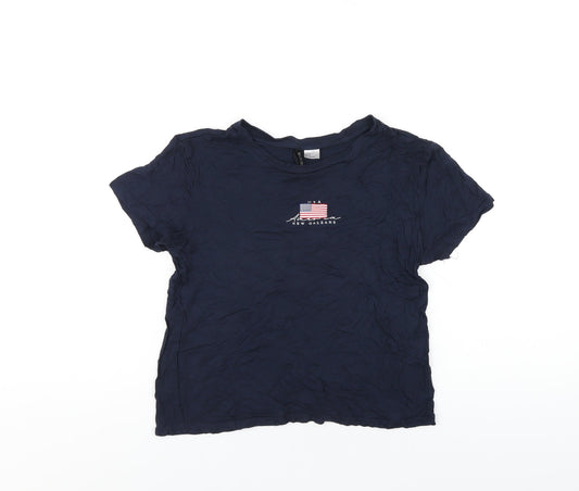 Womens UK Size S H&M Blue Basic T-Shirt