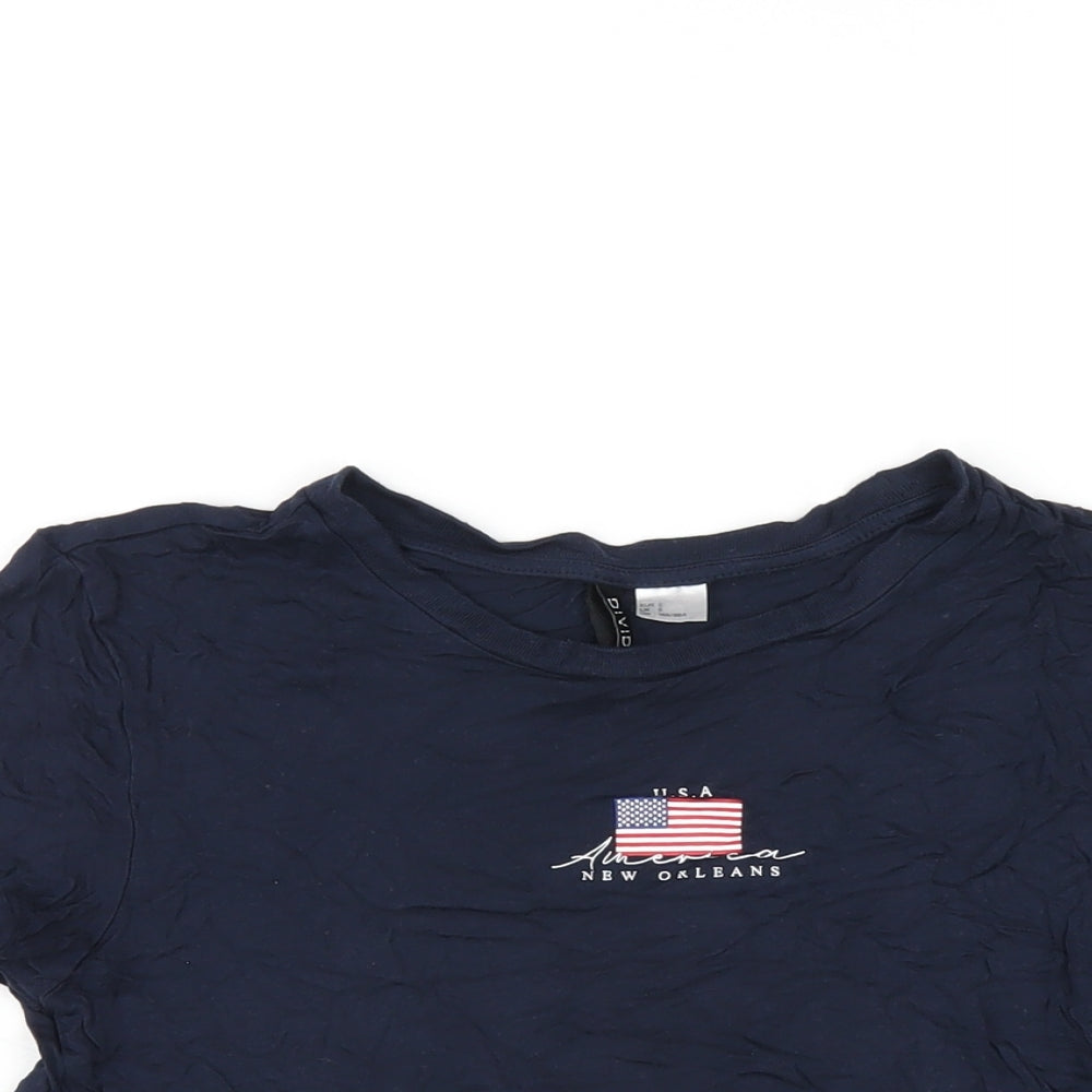 Womens UK Size S H&M Blue Basic T-Shirt
