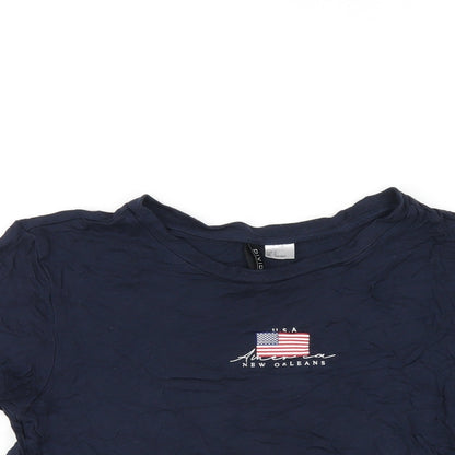 Womens UK Size S H&M Blue Basic T-Shirt
