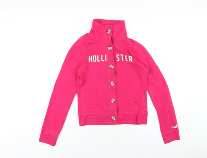 Hollister Womens Pink Cotton Pullover Sweatshirt Size S Button