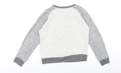 Mango Womens Grey Cotton Pullover Sweatshirt Size S Pullover