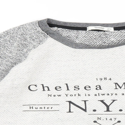 Mango Womens Grey Cotton Pullover Sweatshirt Size S Pullover