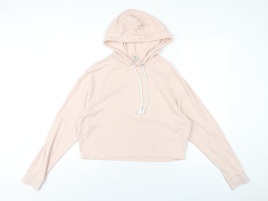H&M Womens Pink Cotton Pullover Hoodie Size M Pullover