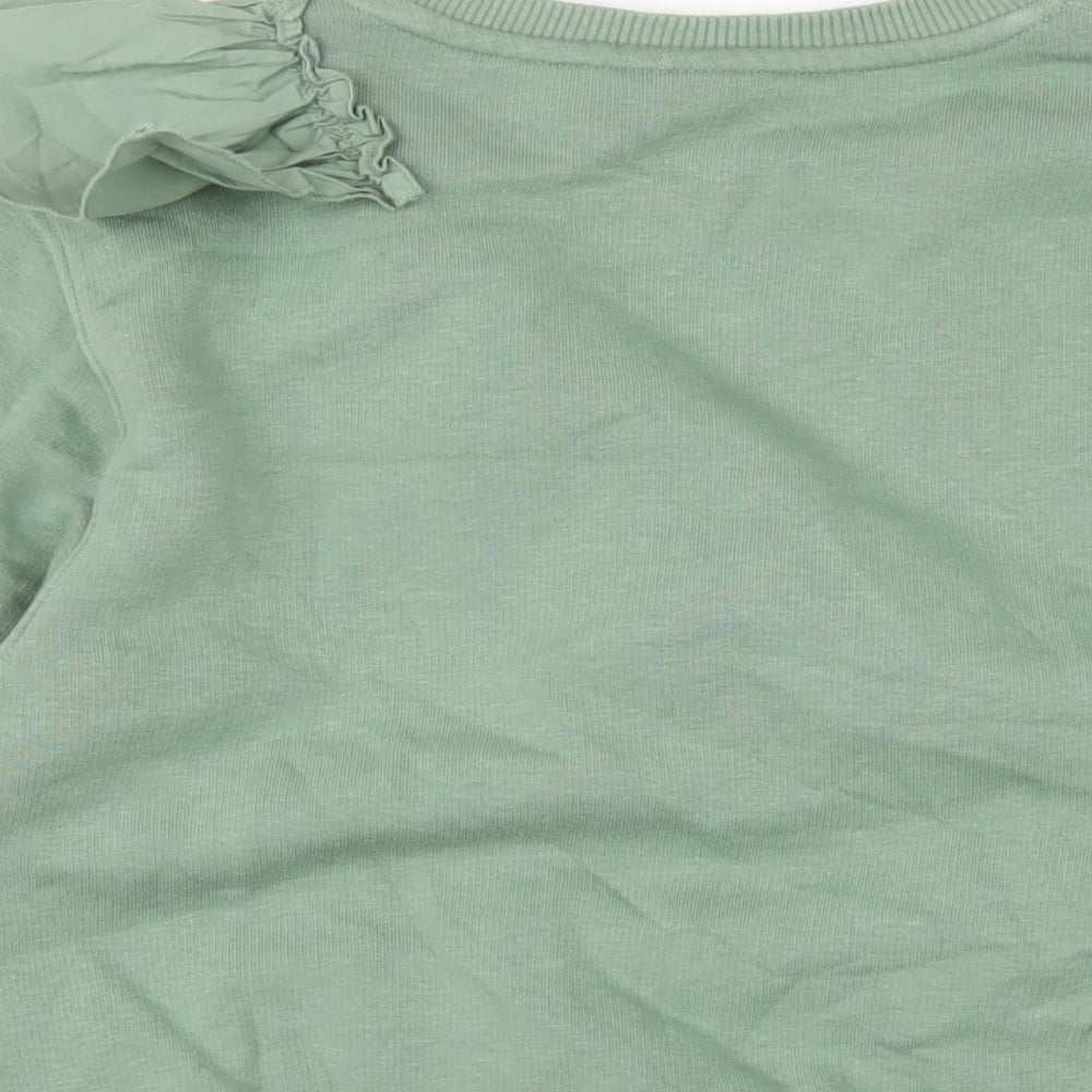 Zara Girls Green Cotton Pullover Sweatshirt Size 11-12 Years Pullover - Ruffle