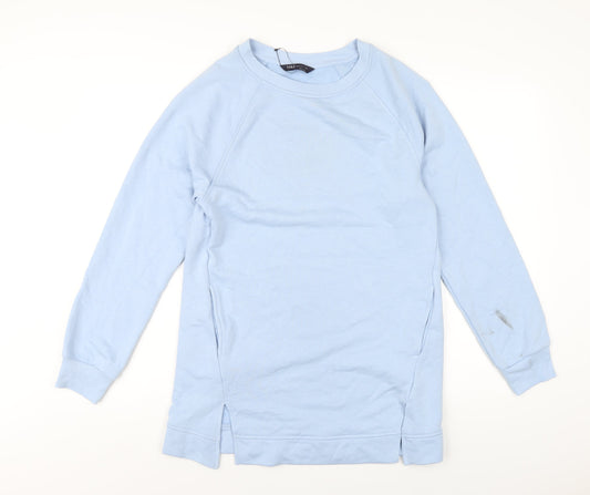 Marks and Spencer Womens Blue Cotton Jumper Dress Size 8 Crew Neck Pullover