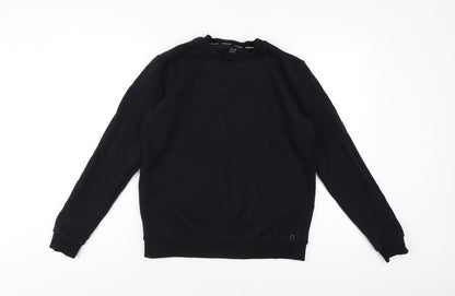Goodmove Boys Black Cotton Pullover Sweatshirt Size 14-15 Years Pullover